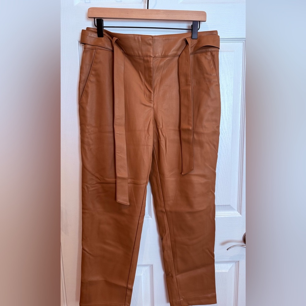 LOFT Tan Faux Leather Pants